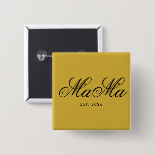 Personalized Mama Est Elegant Metallic Gold 2 Inch Square Button