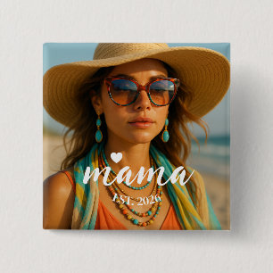 Personalized Mama Est Year Custom Gift For Mommy 2 Inch Square Button