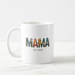 Personalized Mama Est Year Floral Mother Gift Coffee Mug