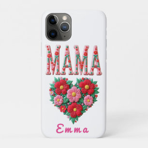 Personalized Mama Heart Floral Custom Gift iPhone 11 Pro Case