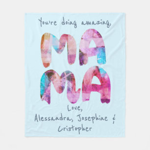 Personalized Mama Kids Names Motivational Cute Fleece Blanket