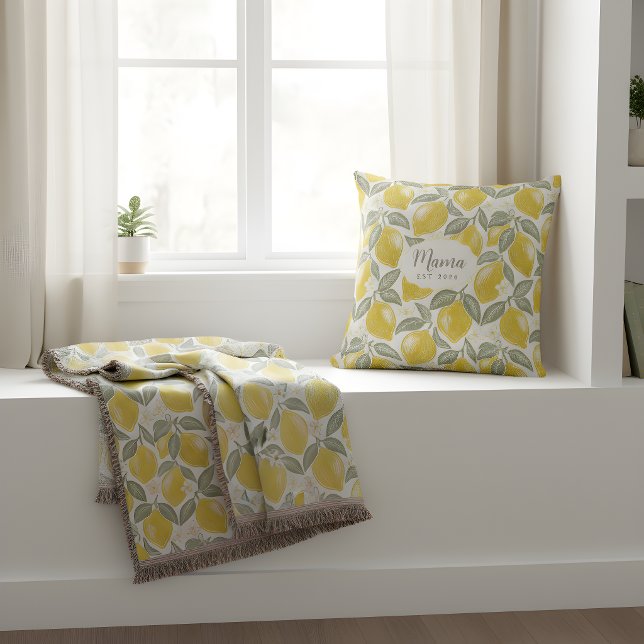 Personalized Mama Lemon Throw Pillow (Creator Uploaded)