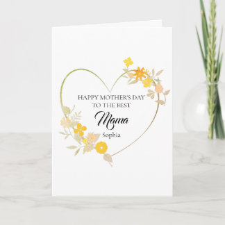 Personalized Mama Name Mother’s Day Floral Heart Card