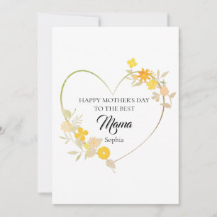 Personalized Mama Name Mother’s Day Floral Heart Card