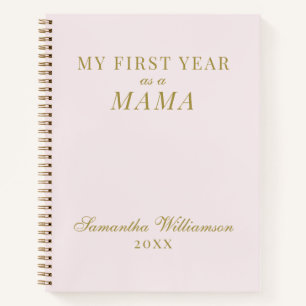 Personalized Mama Pastel Pink Gold Calligraphy  Notebook