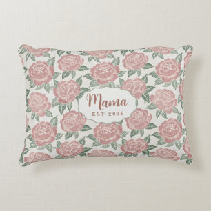 Personalized Mama Peony Throw Pillow Custom Name