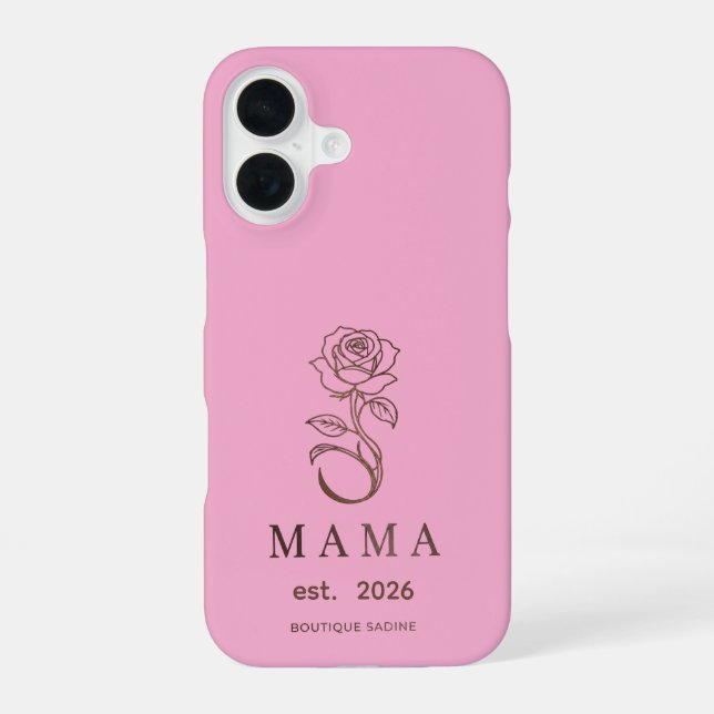 Personalized MAMA Rose Blush iPhone 16 Case (Back)