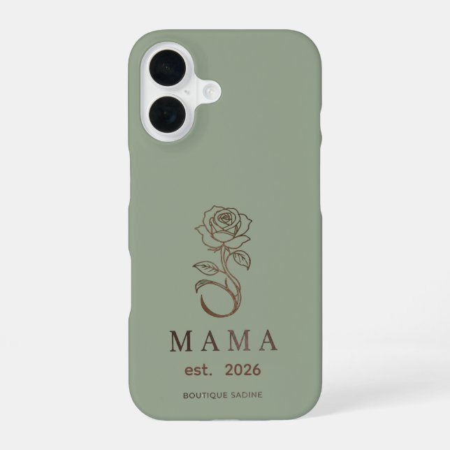 Personalized MAMA Rose Sage Green iPhone Case (Back)