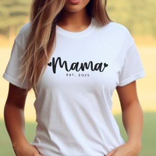 Personalized Mama Script Hearts Mother To Be Gift T-Shirt