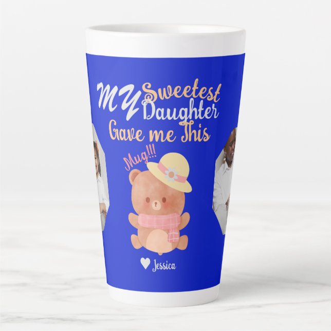 Personalized Mama & Sweetest Daughter Names Photo  Latte Mug (Front)