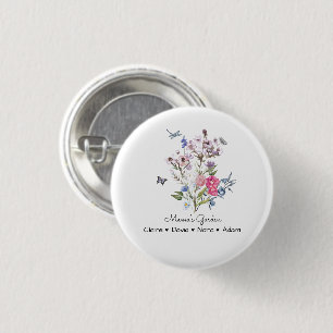 Personalized Mama's Garden 1 Inch Round Button