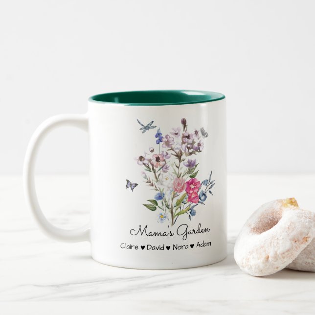 Personalized Mama's Garden Two-Tone Coffee Mug (With Donut)