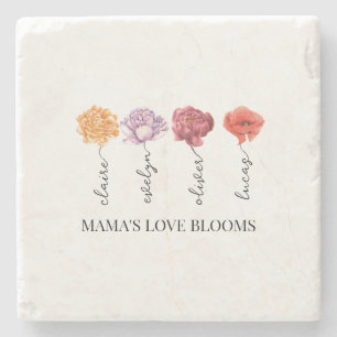 Personalized Mama's Love Blooms Stone Coaster