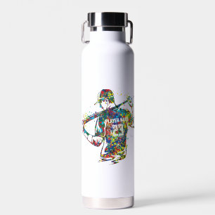 Personalized Man/Boy Baseball Player Water Bottle
