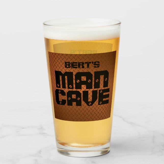 Personalized Man Cave Copper Diamondplate Glass (Front Filled)