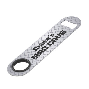 Personalized Man Cave Diamond Plate Bar Key