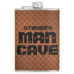 Personalized Man Cave Flask - Copper Diamondplate