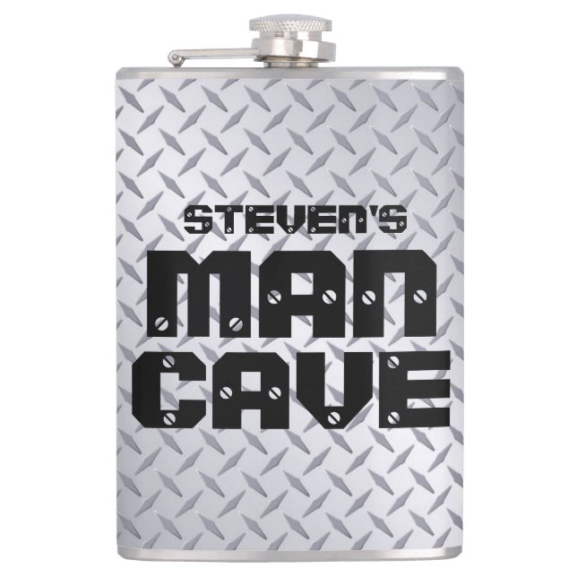 Personalized Man Cave Flask with Stainless (Front)