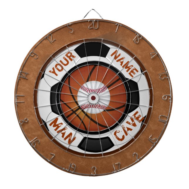 Personalized Man Cave Ideas Sports Theme Dart Dartboard (Front)