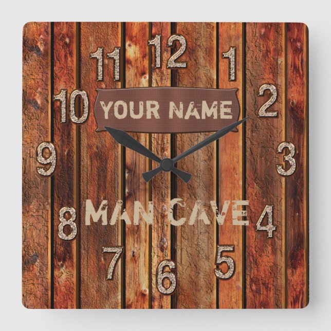 PERSONALIZED Man Cave Wall Clock with Your NAME (Front)