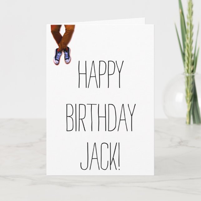 Personalized, Man Legs on Edge of Card (Front)