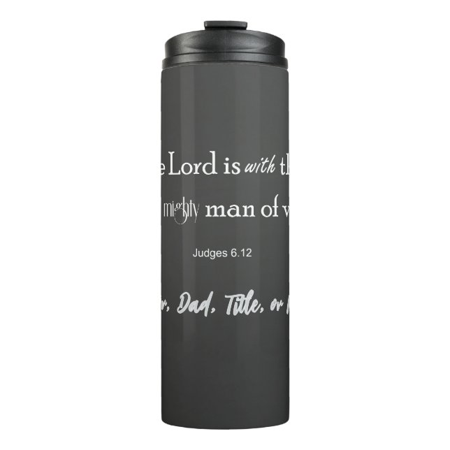 Personalized Man of Valour Bible Verse Thermal Tumbler (Front)