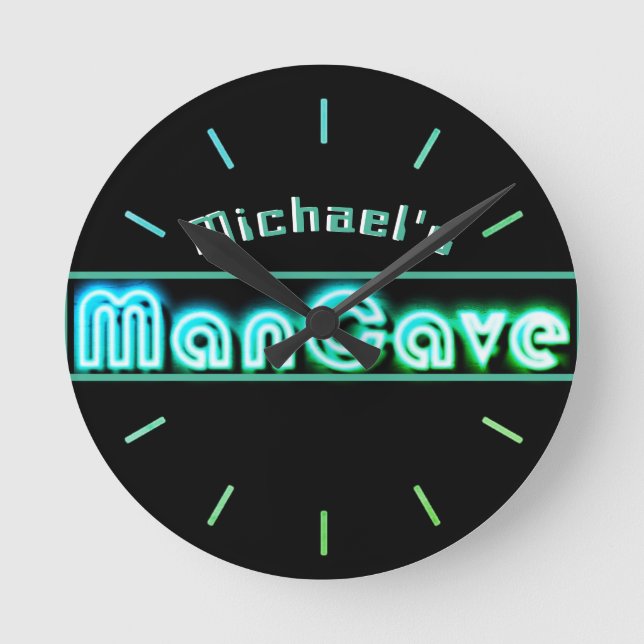Personalized Mancave Bar Den Men Only Neon Clock (Front)