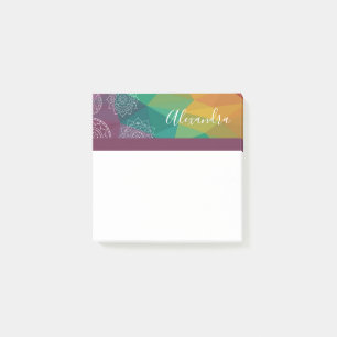 Personalized mandala rainbow post it notes