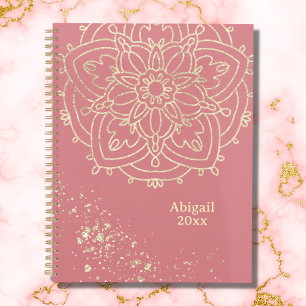 Personalized Mandala Rose Pink Gold Meditation Planner