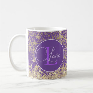 Personalized Mandala with Gold Stars Monogram Coffee Mug
