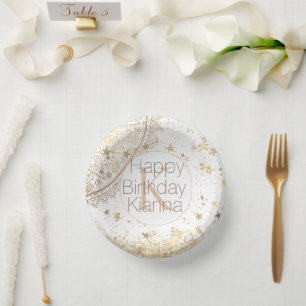 Personalized Mandala with Gold Stars Monogram   Paper Plate