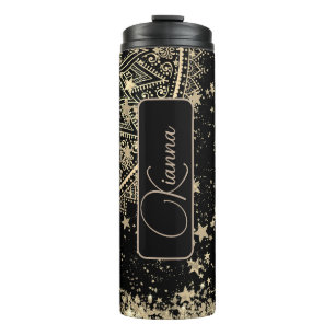 Personalized Mandala with Gold Stars Thermal Tumbler