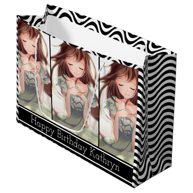 Personalized Manga Art "Jenny" Large Gift Bag (Front Angled)