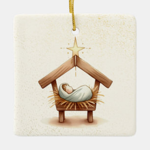 Personalized Manger Scene Christmas Ornament