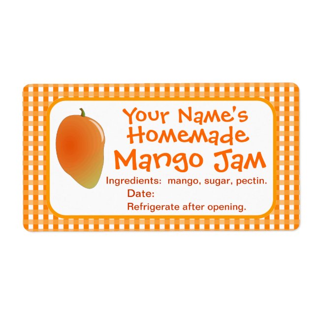 Personalized Mango Jam Canning Jar Labels Stickers (Front)
