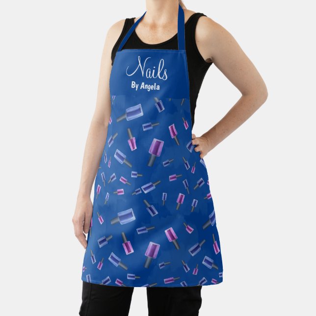 Personalized Manicurist Nail Tech Navy Apron (Insitu)