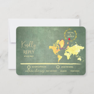 Personalized Map of Love Journey Wedding RSVP Card