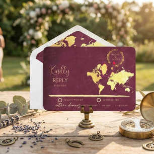 Personalized Map of Love Journey Wedding RSVP Card