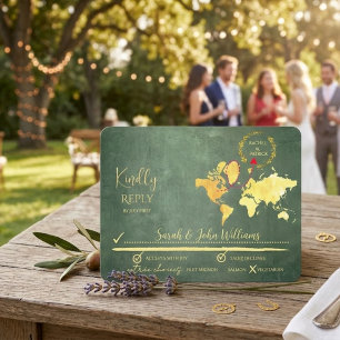 Personalized Map of Love Journey Wedding RSVP Card
