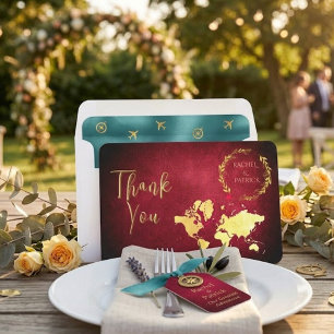 Personalized Map of Love Journey Wedding Thank You Card