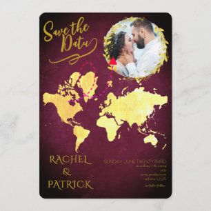 Personalized Map of Our Love Journey Save the Date Invitation