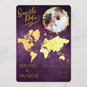 Personalized Map of Our Love Journey Save the Date Invitation