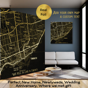 Personalized Map Wedding Newlyweds Anniversary Foil Prints