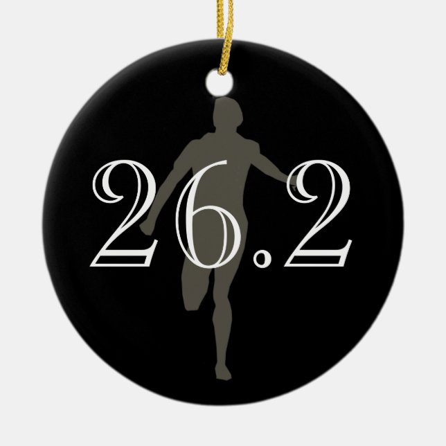 Personalized Marathon Runner 26.2 Keepsake Black Ceramic Ornament (Front)