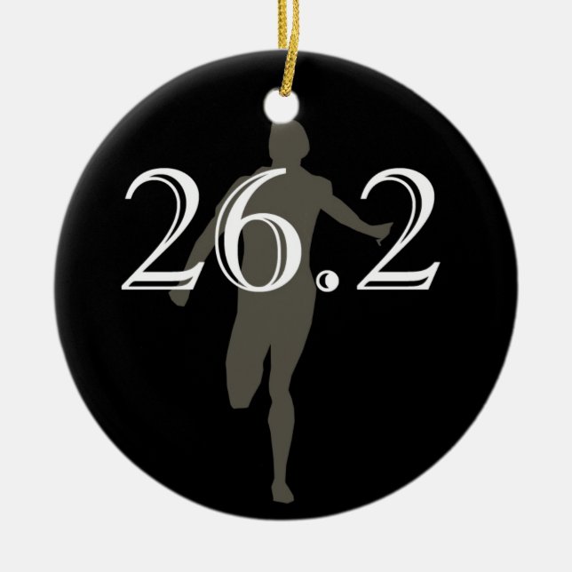 Personalized Marathon Runner 26.2 Keepsake Black Ceramic Ornament (Front)