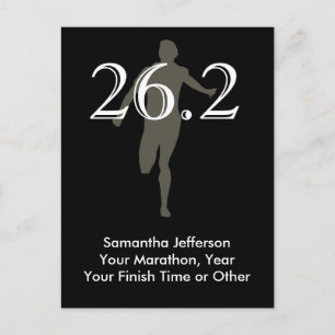 Personalized Marathon Runner 26.2 Keepsake Black Postcard