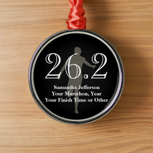 Personalized Marathon Runner 26.2 Keepsake Medal Metal Ornament
