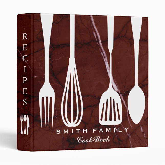 Personalized Marble Family Recipe Cookbook Binder (Front/Spine)