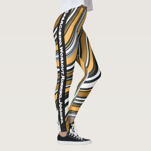 Personalized marble l Yellow and black with text Leggings