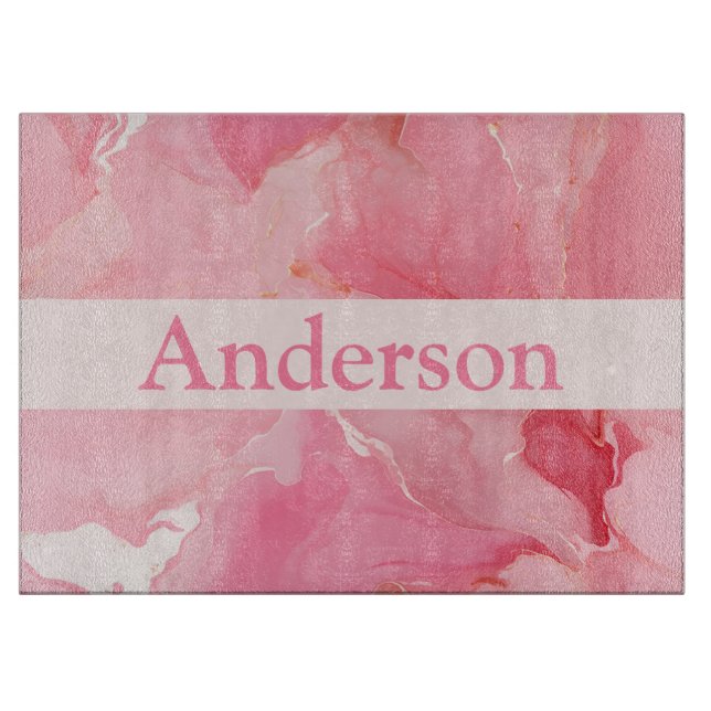 Personalized Marble Look Glass Cutting Board (Front)
